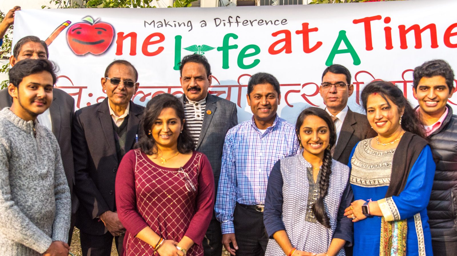 The One Life At A Time team and volunteers together at a medical camp in India
